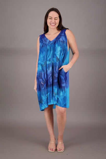 Butterfly Tie Dye V-Neck Dress 24427