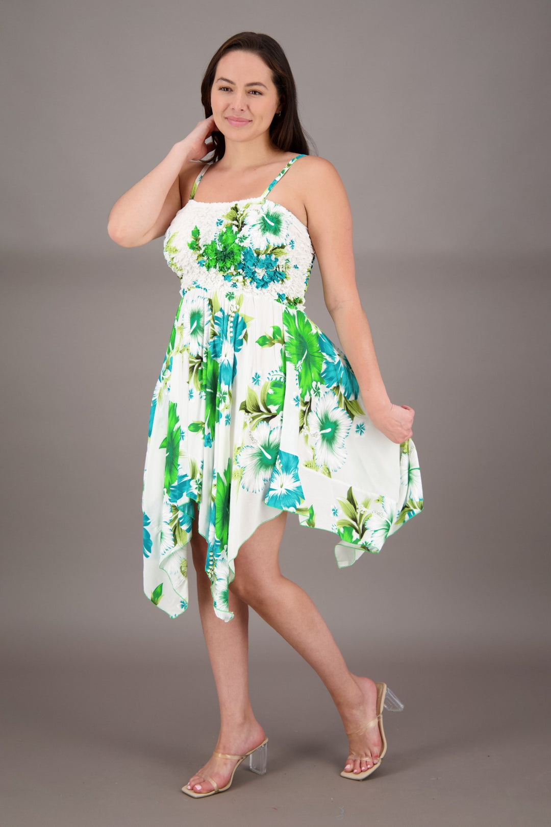 Long Fairytale Bottom Floral Print Beach Dress TH-349