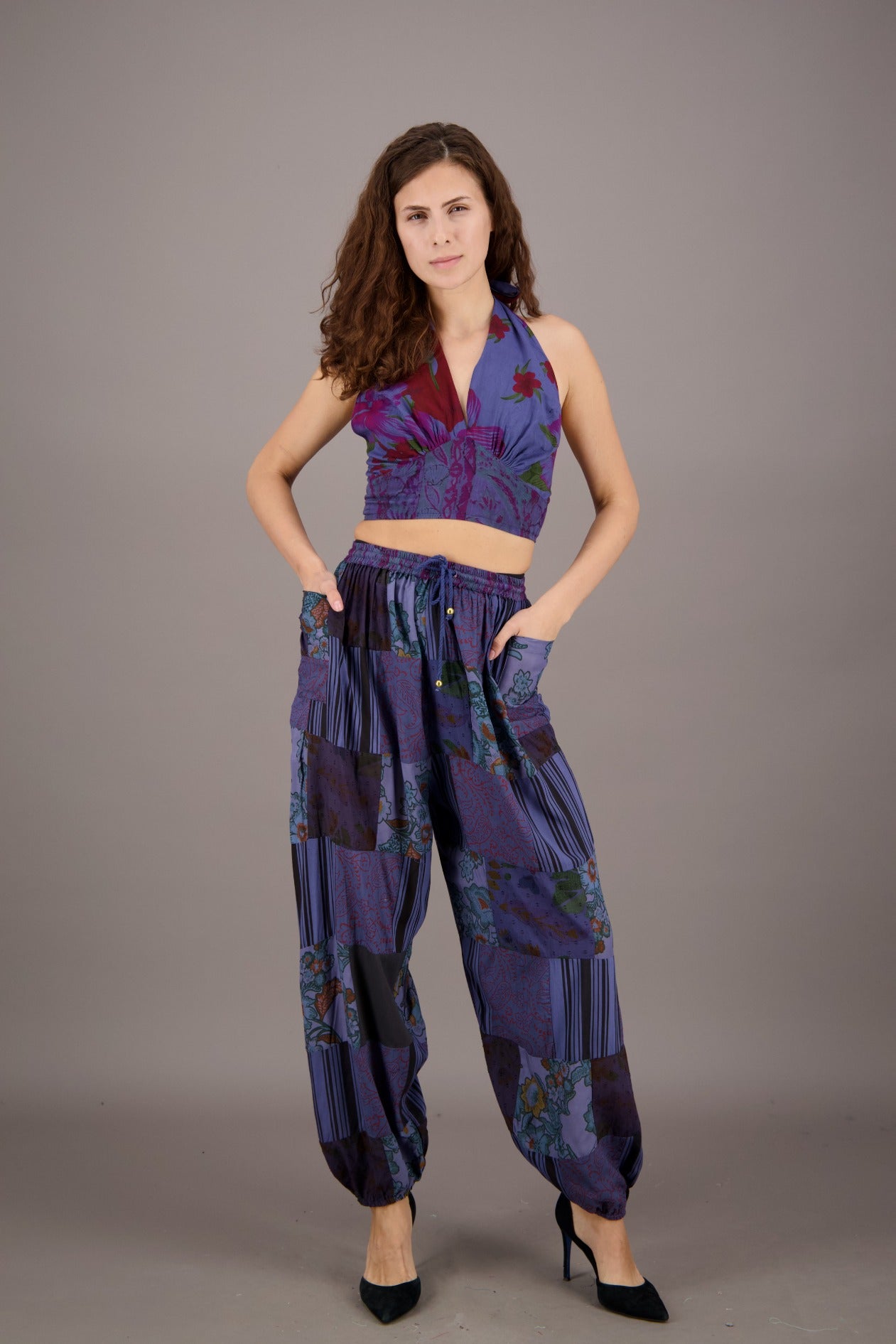 Patchwork Halter Top and Pants Co-Ord Set PAT-3294