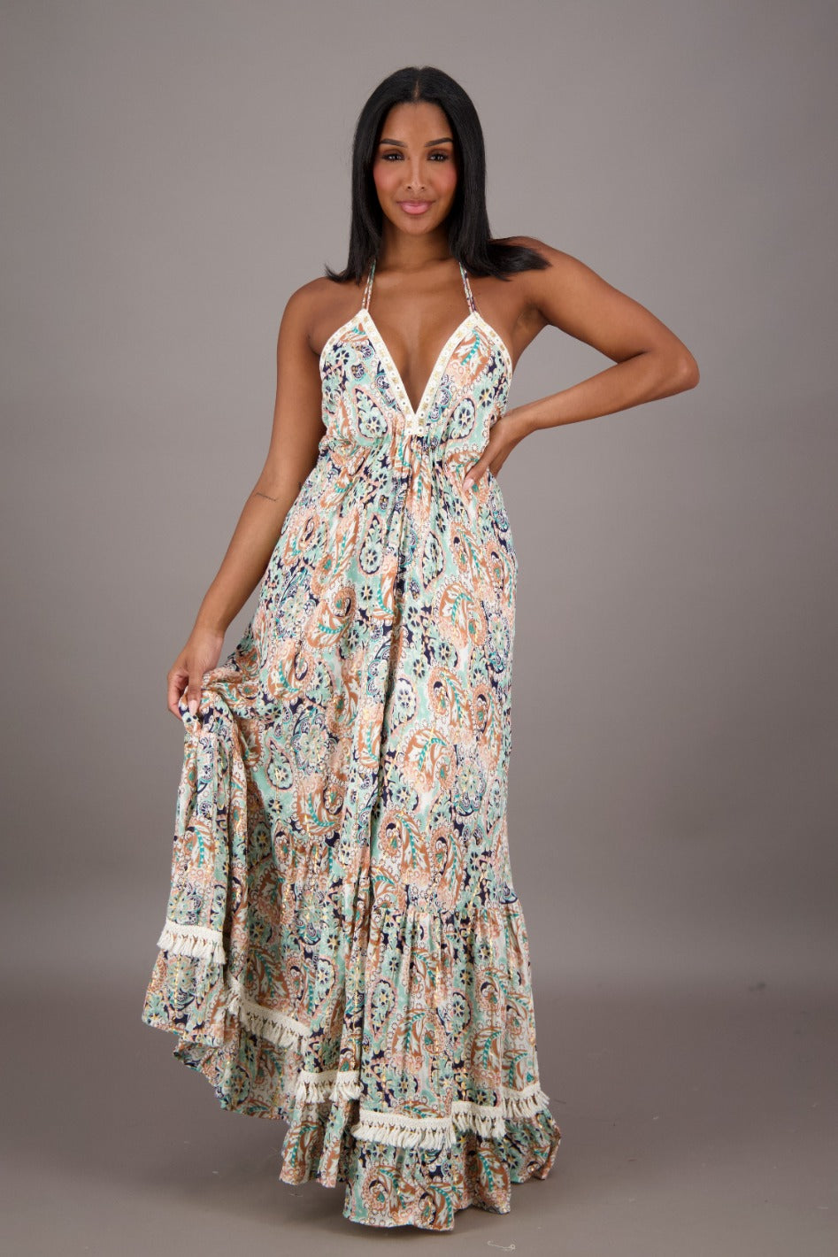 Tropical Tides Backless Halter Dress 24704