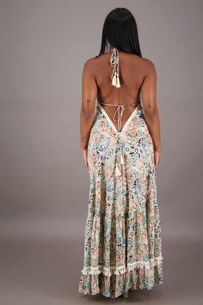 Tropical Tides Backless Halter Dress 24704