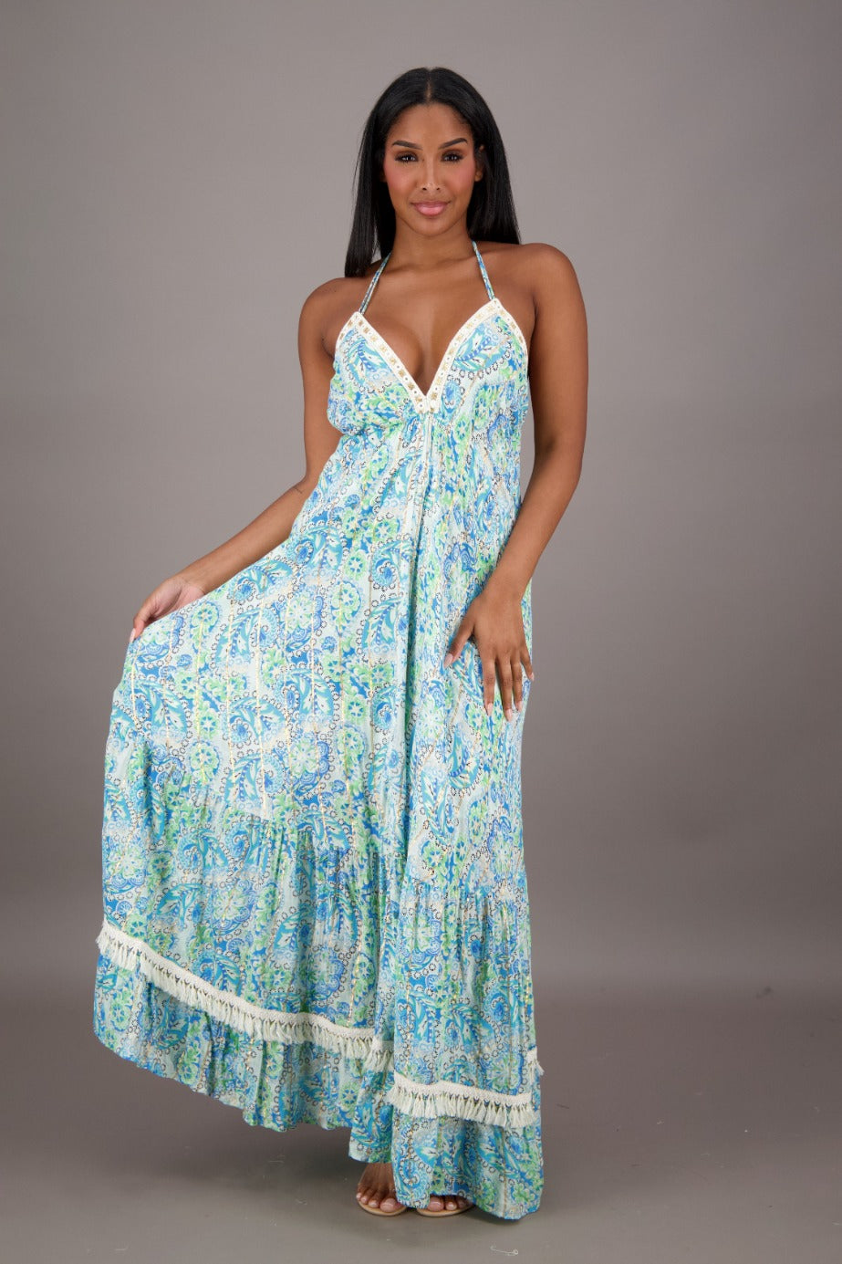 Tropical Tides Backless Halter Dress 24704