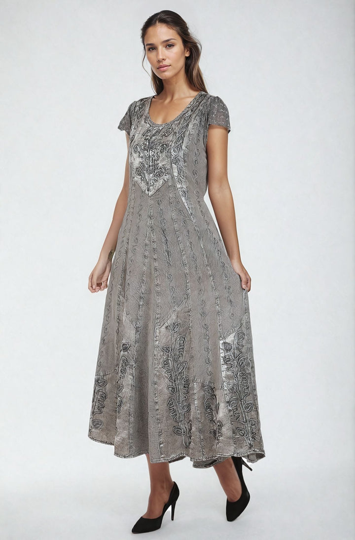 Renaissance Inspired Cap Sleeve Acid Wash Dress ADL-20323