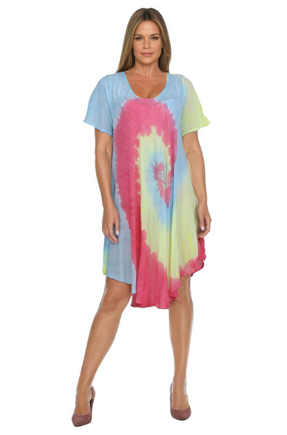 Neon Tie Dye Cap Sleeve Dress 442128