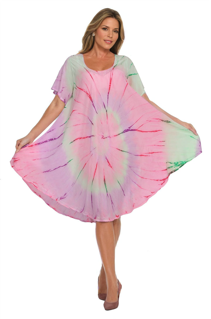 Neon Tie Dye Cap Sleeve Dress 442128