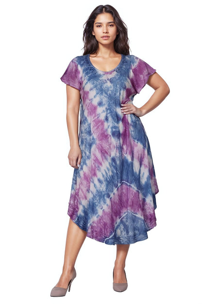 Tie Dye Cap Sleeve Dress 482207SLV