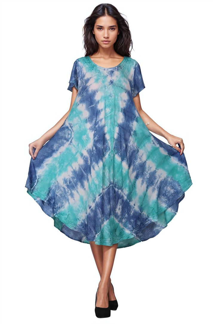 Tie Dye Cap Sleeve Dress 482207SLV