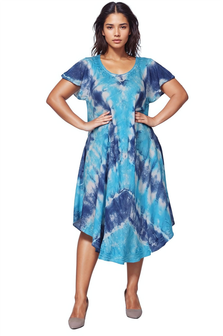 Tie Dye Cap Sleeve Dress 482207SLV