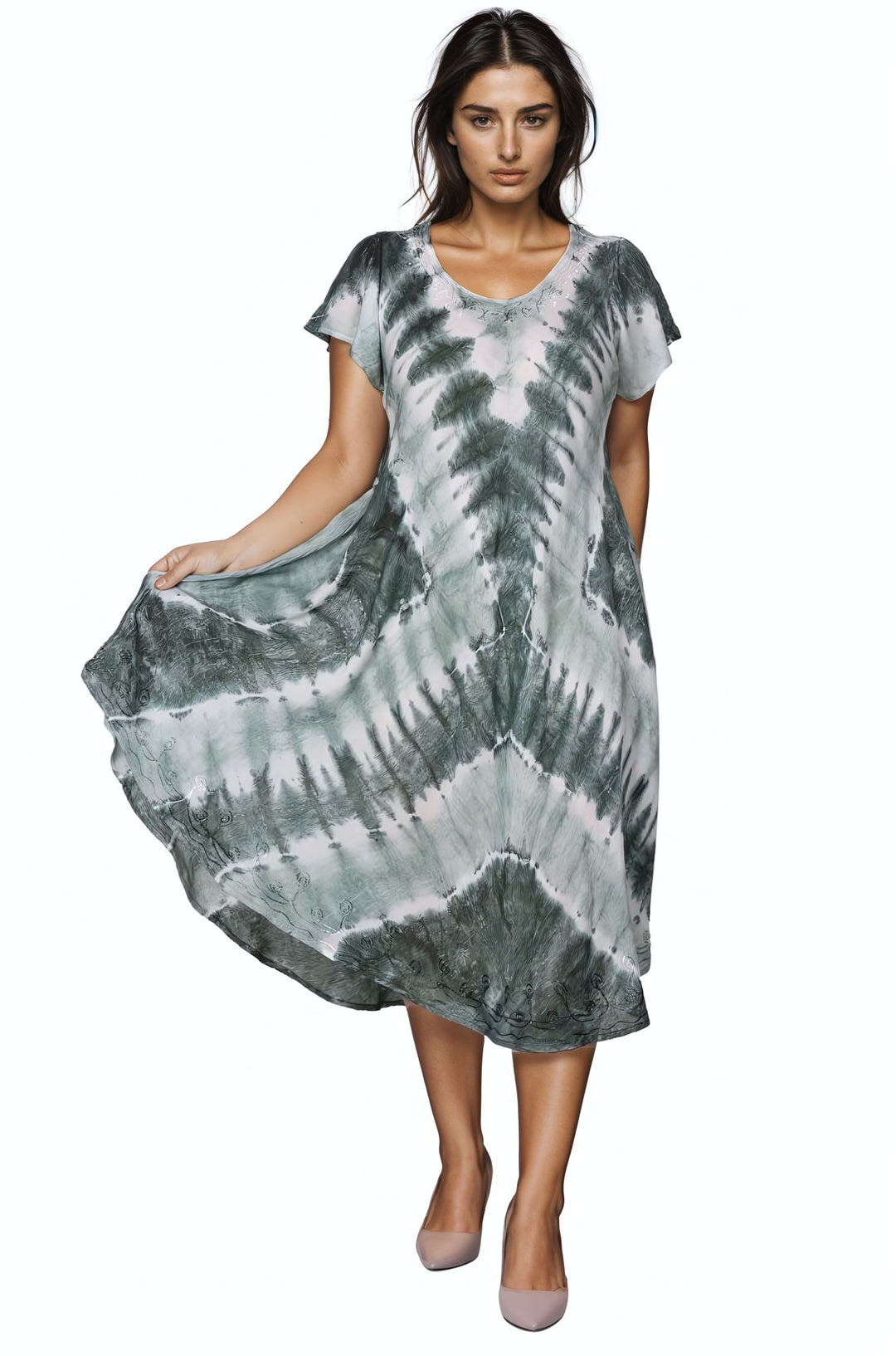 Tie Dye Cap Sleeve Dress 482207SLV