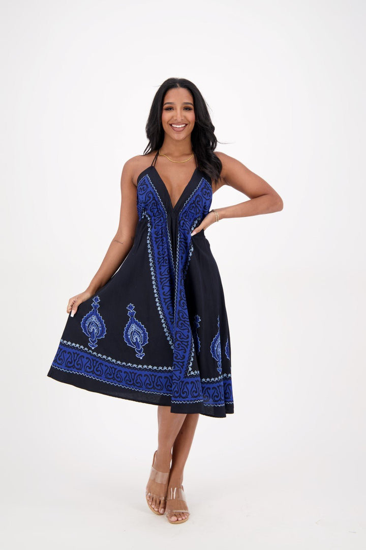 Batik Block Print Halter Dress 1966