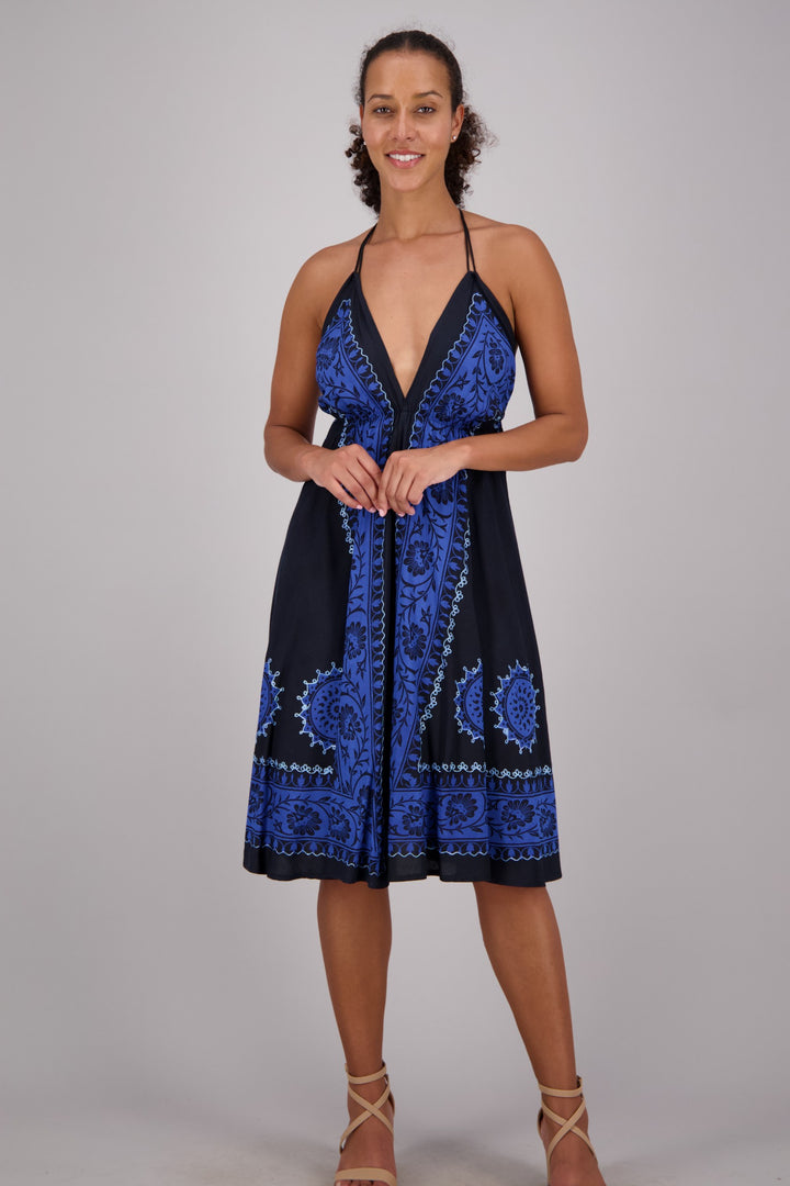 Batik Block Print Halter Dress 1967