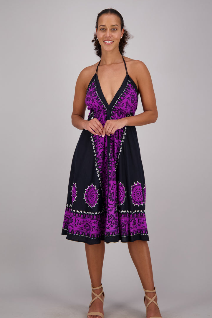 Batik Block Print Halter Dress 1967