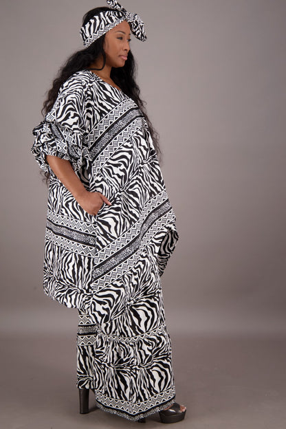 Zebra Print 2 Piece Pants Set APS-25082-261