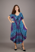 Retro Tie Dye Cap Sleeve Dress 24682