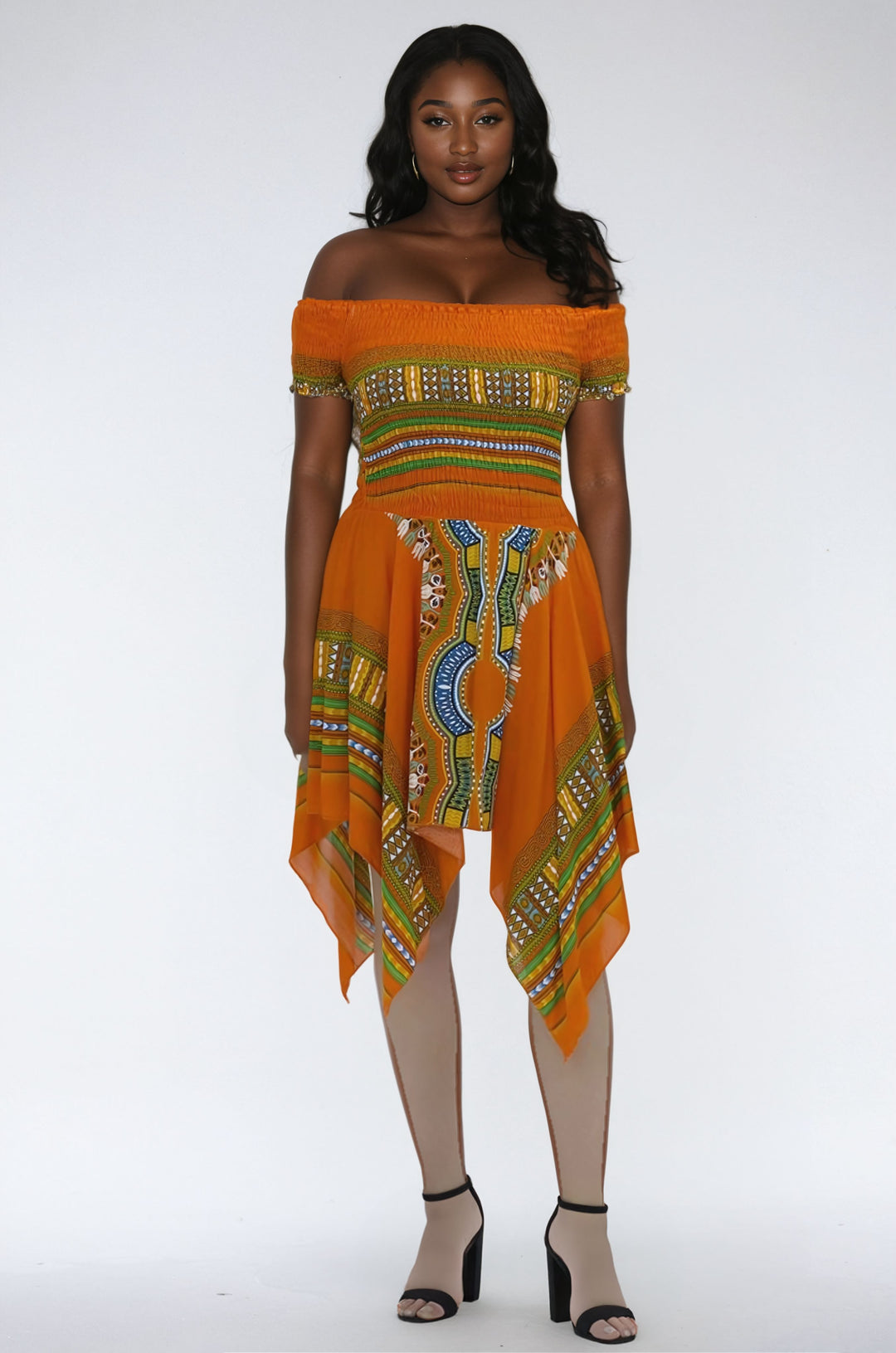 Tropical Dashiki Print Off Shoulder Dress TH356