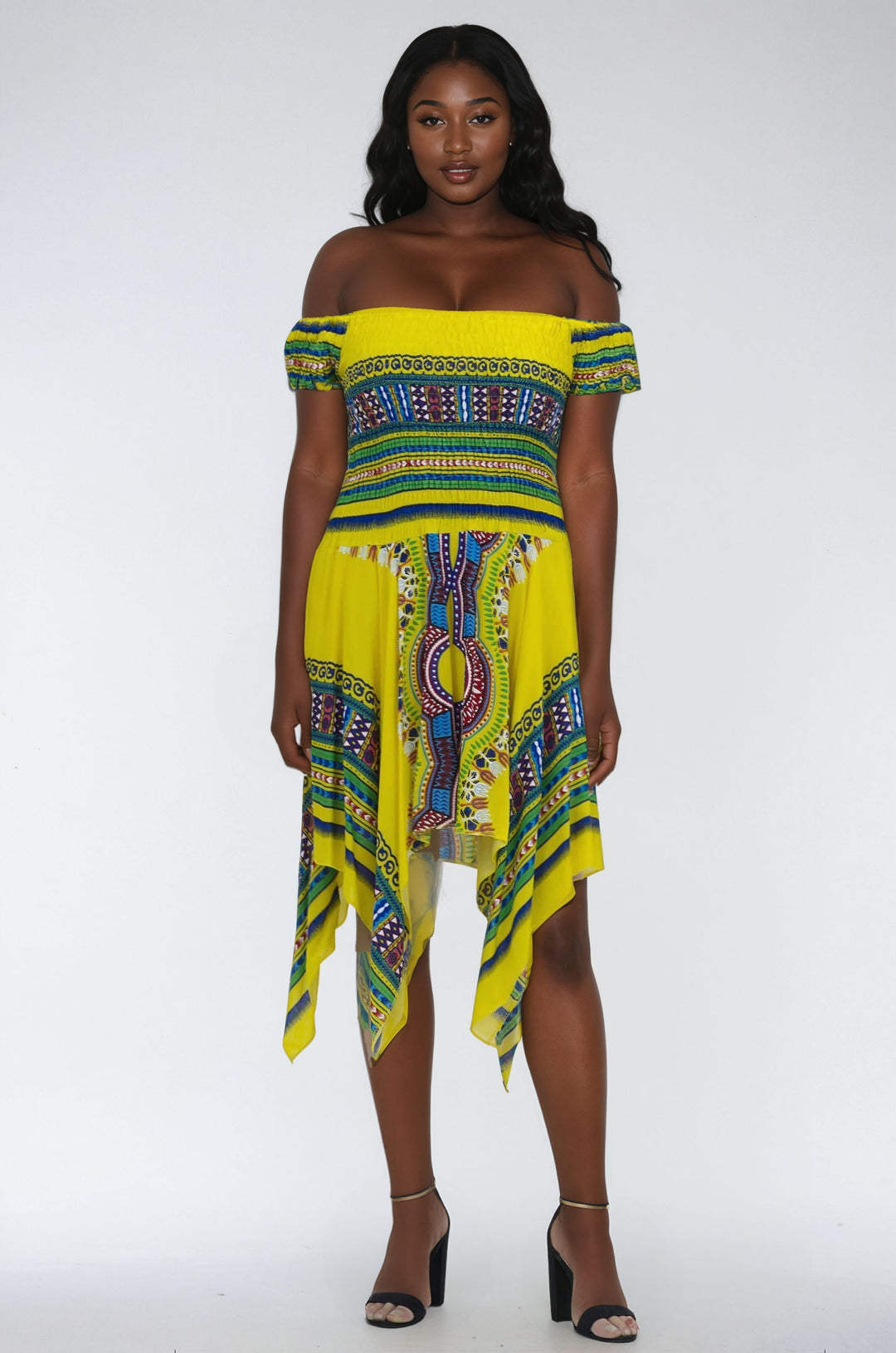 Tropical Dashiki Print Off Shoulder Dress TH356