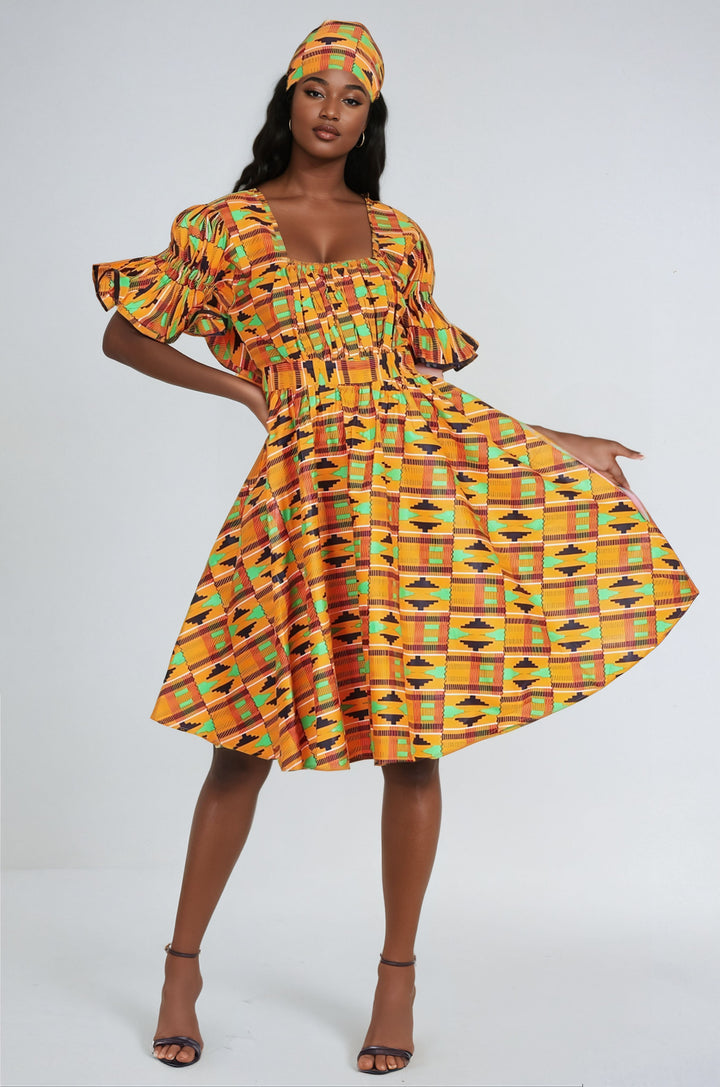 Short Sleeve Ankara Maxi Dress 2256