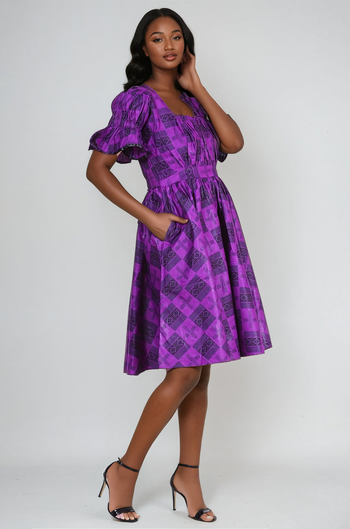 Short Sleeve Ankara Maxi Dress 2256