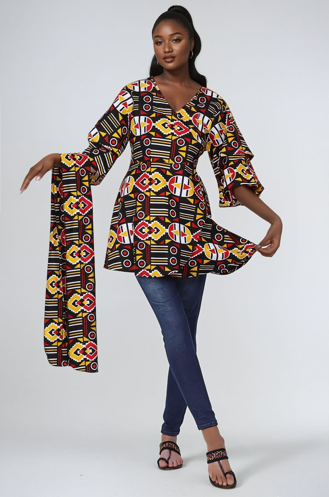 African Print Wrap Blouse 2680