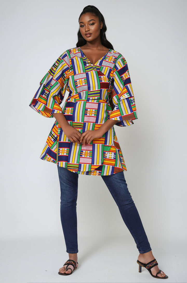 African Print Wrap Blouse 2680