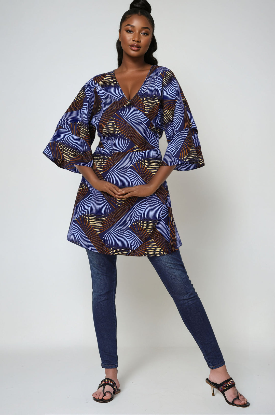 African Print Wrap Blouse 2680