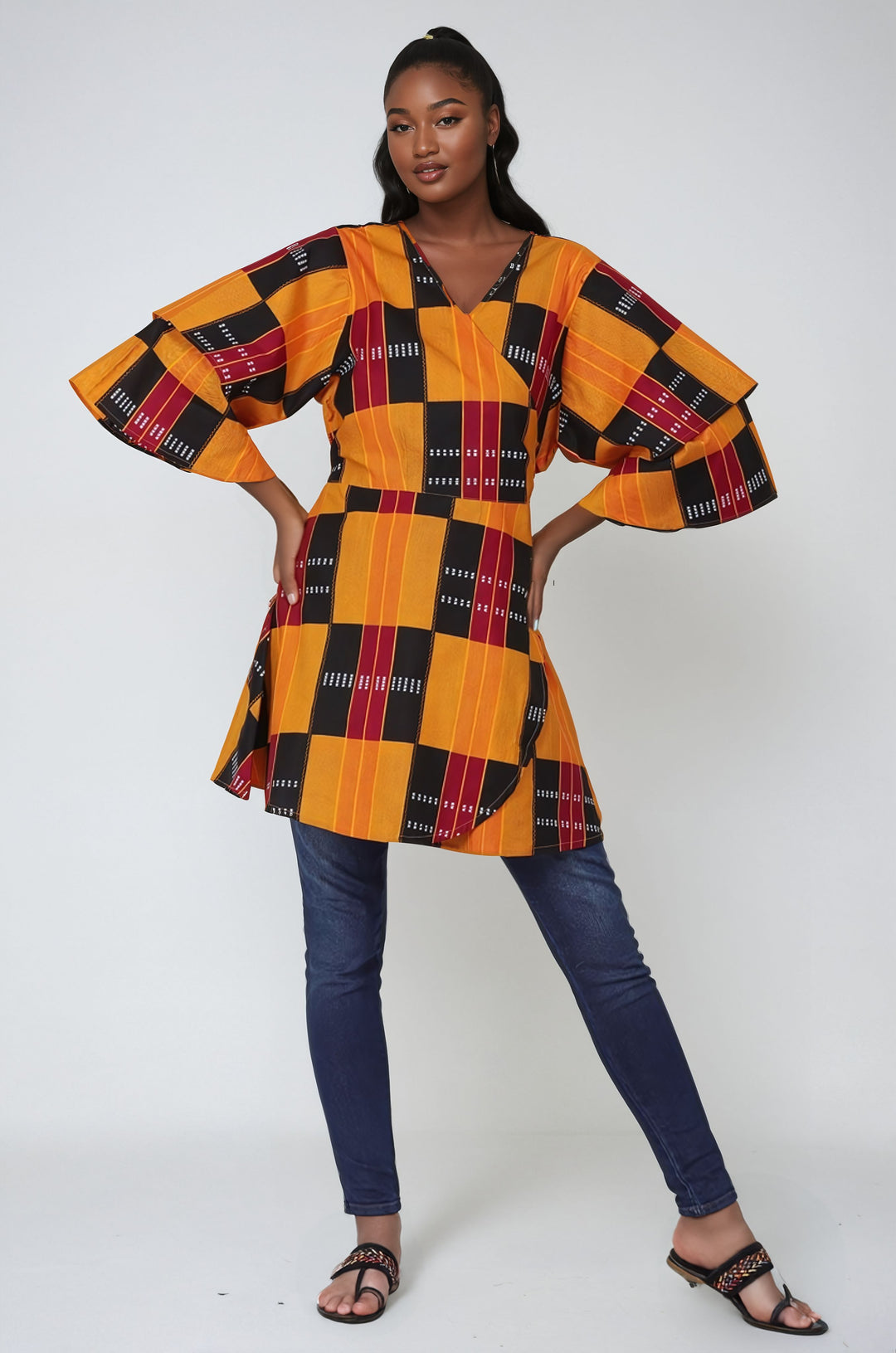 African Print Wrap Blouse 2680