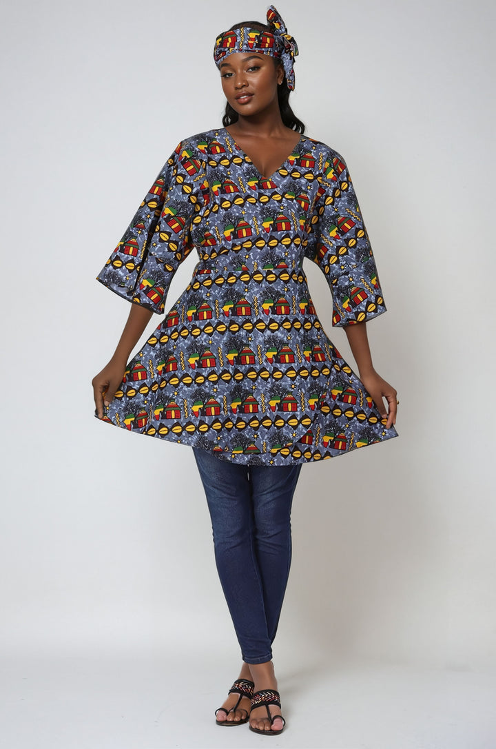 African Print Wrap Blouse 2680