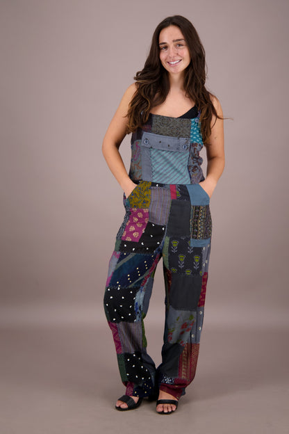 Patchwork Overalls w/ Pockets PAT-3292