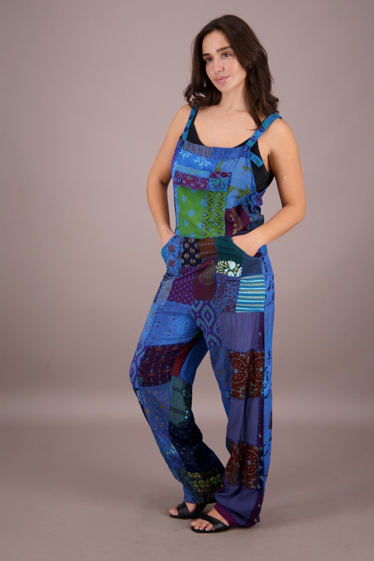 Patchwork Overalls w/ Pockets PAT-3292