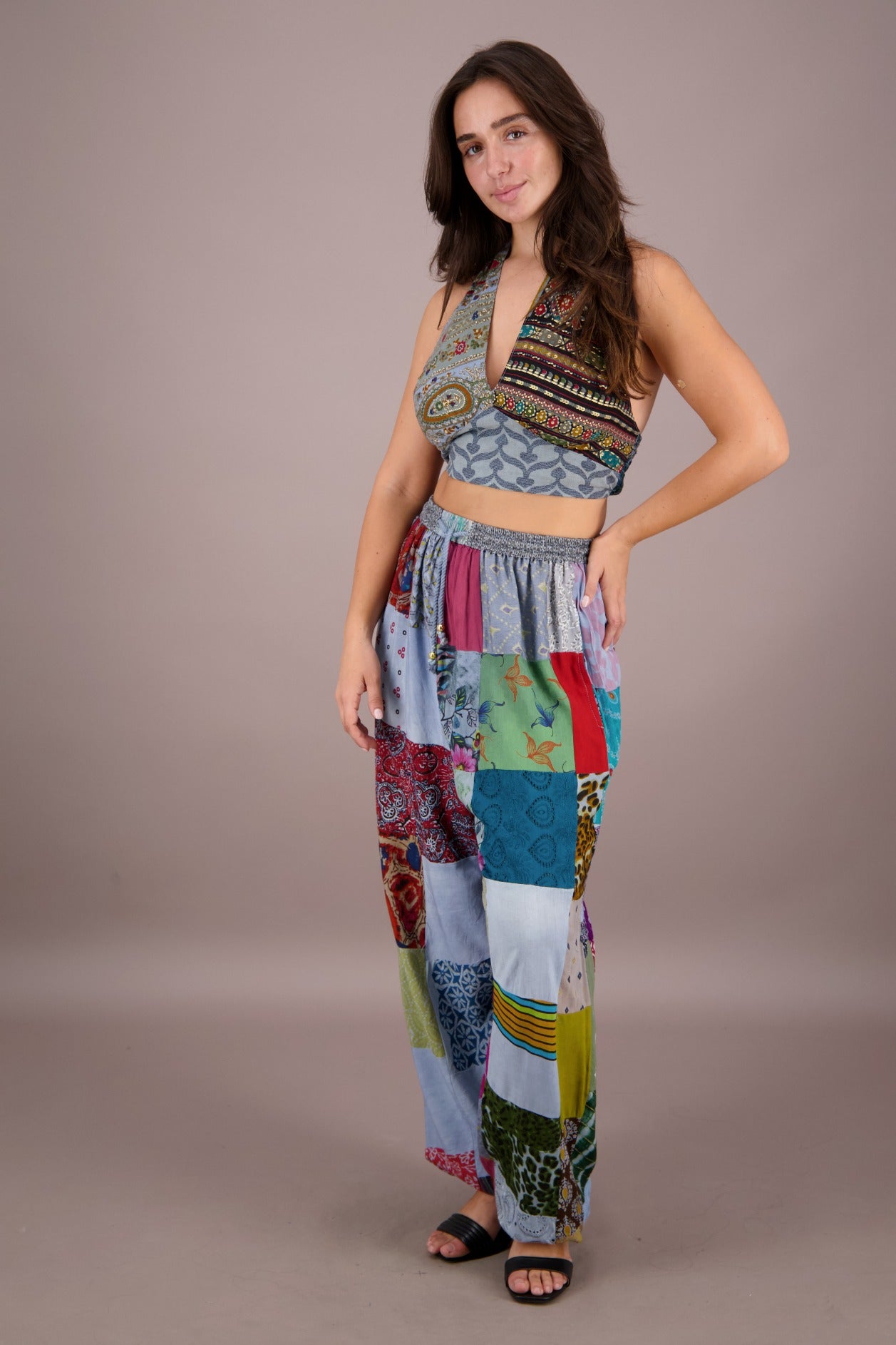 Patchwork Halter Top and Pants Co-Ord Set PAT-3294