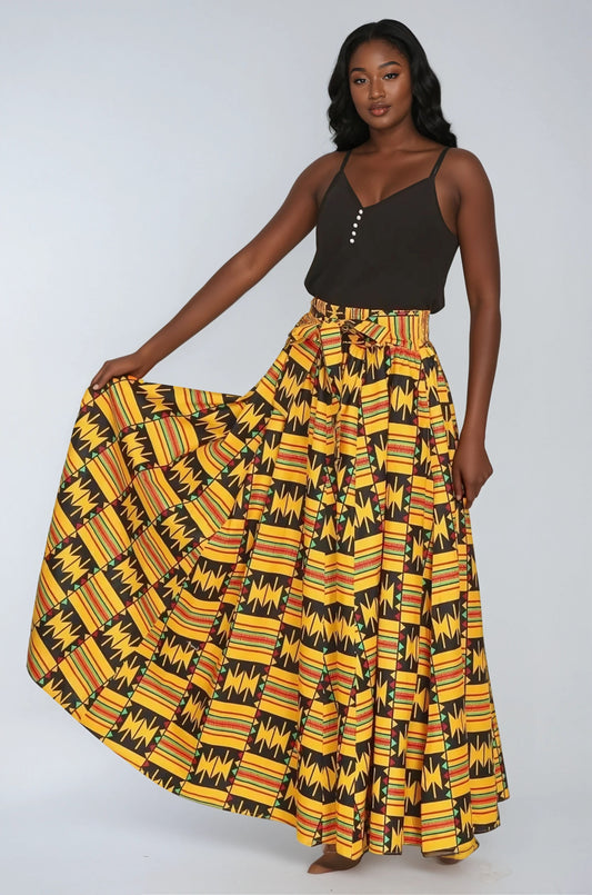 Kente Print Long Maxi Skirt 16317-611