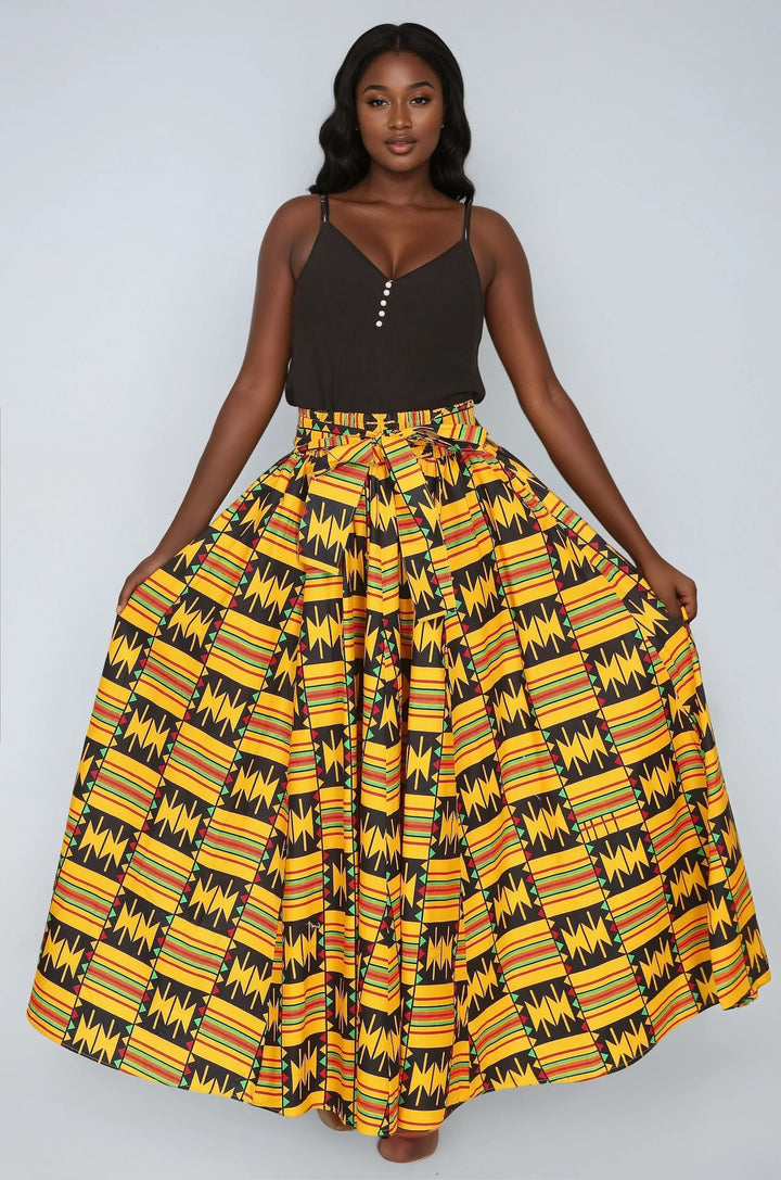 Kente Print Long Maxi Skirt 16317-611