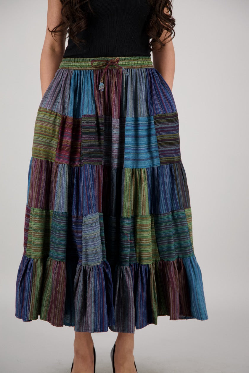 Festival-Ready Multicolor Midi Skirt PAT-3219