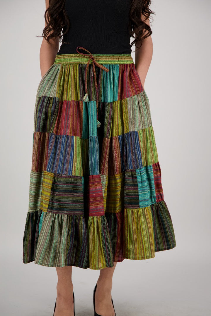 Festival-Ready Multicolor Midi Skirt PAT-3219