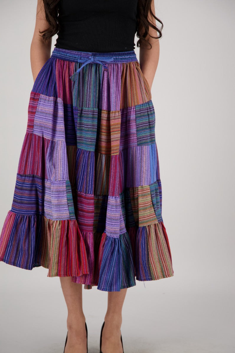 Festival-Ready Multicolor Midi Skirt PAT-3219