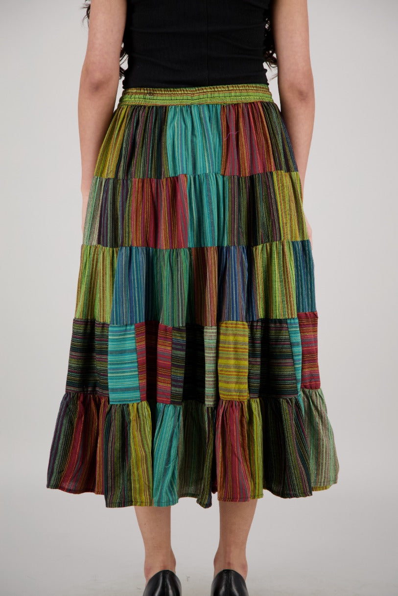 Festival-Ready Multicolor Midi Skirt PAT-3219