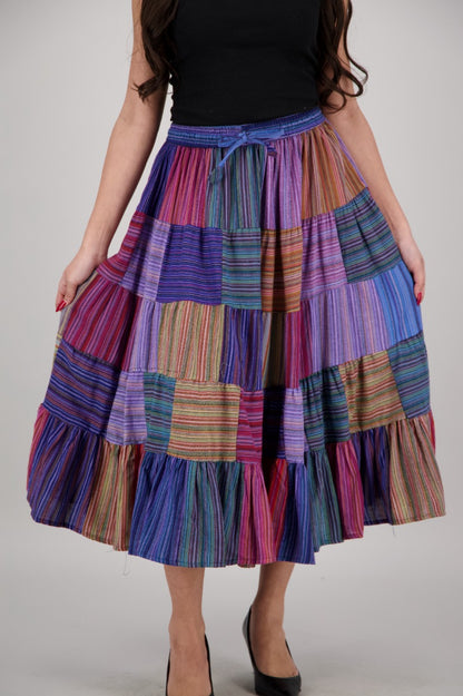 Festival-Ready Multicolor Midi Skirt PAT-3219