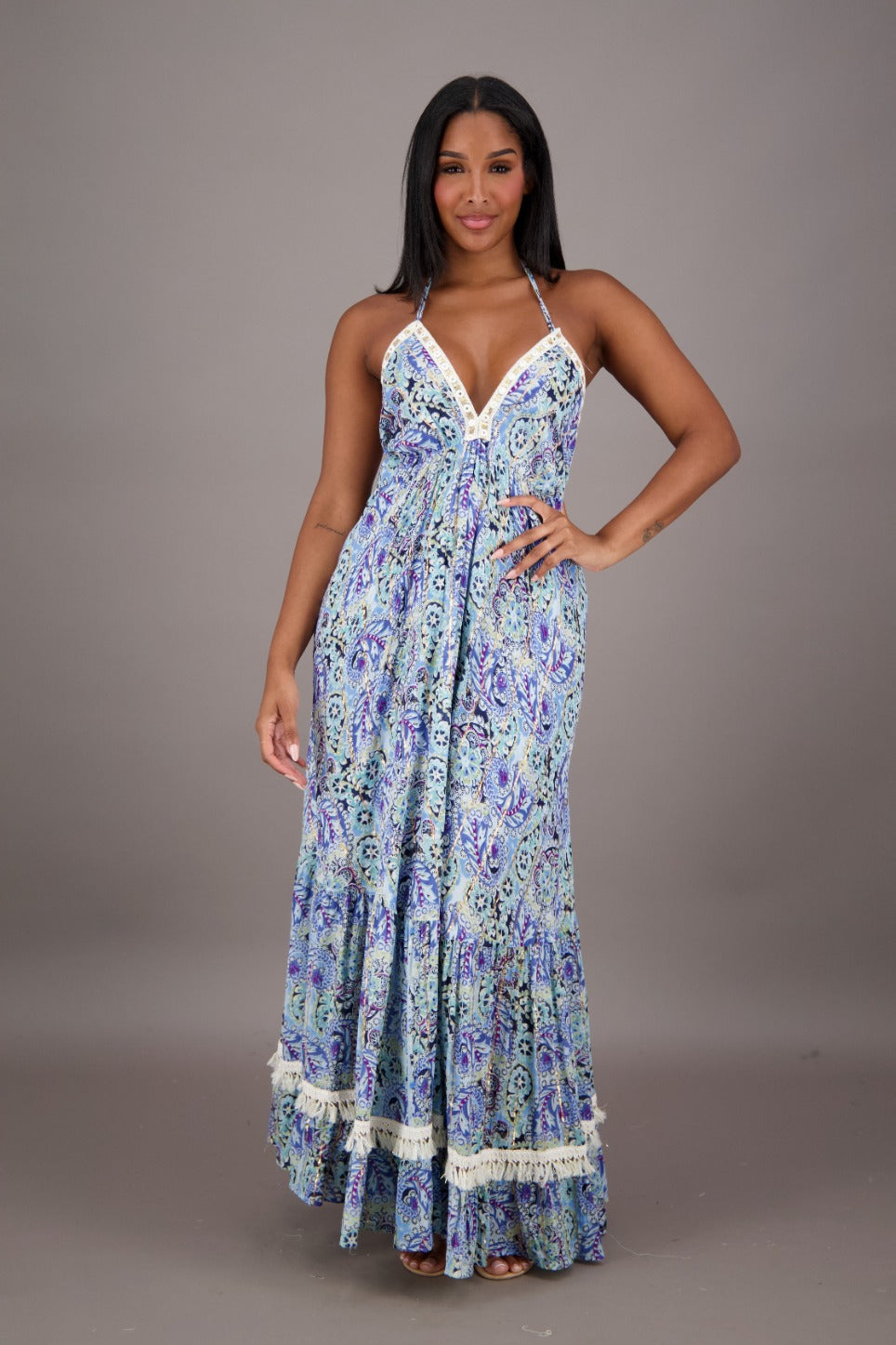 Tropical Tides Backless Halter Dress 24704