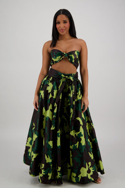 Forest-Camo Maxi Print Skirt 16317-274