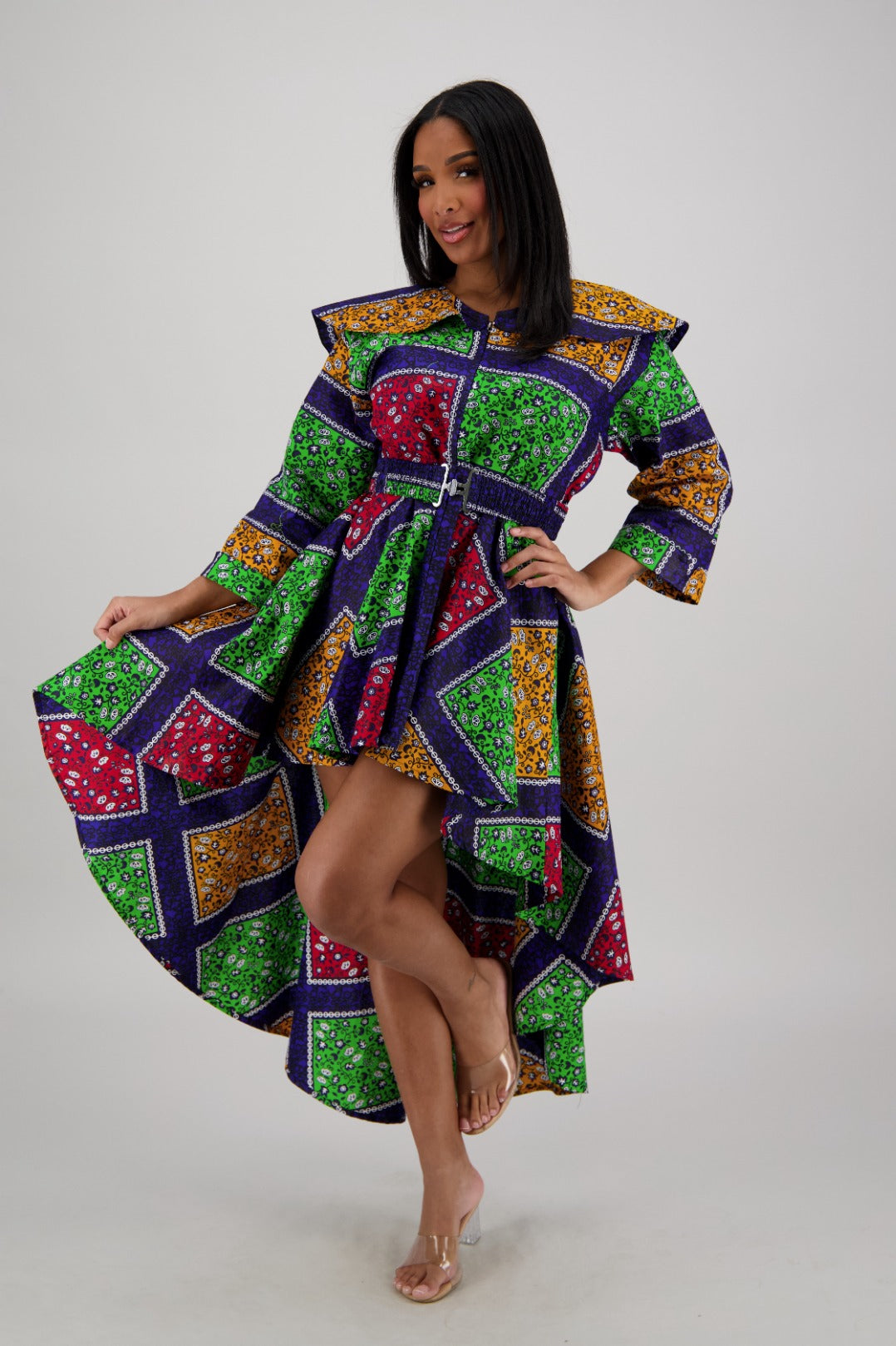 Vibrant Patchwork Hi-Lo Dress AD-25012-270