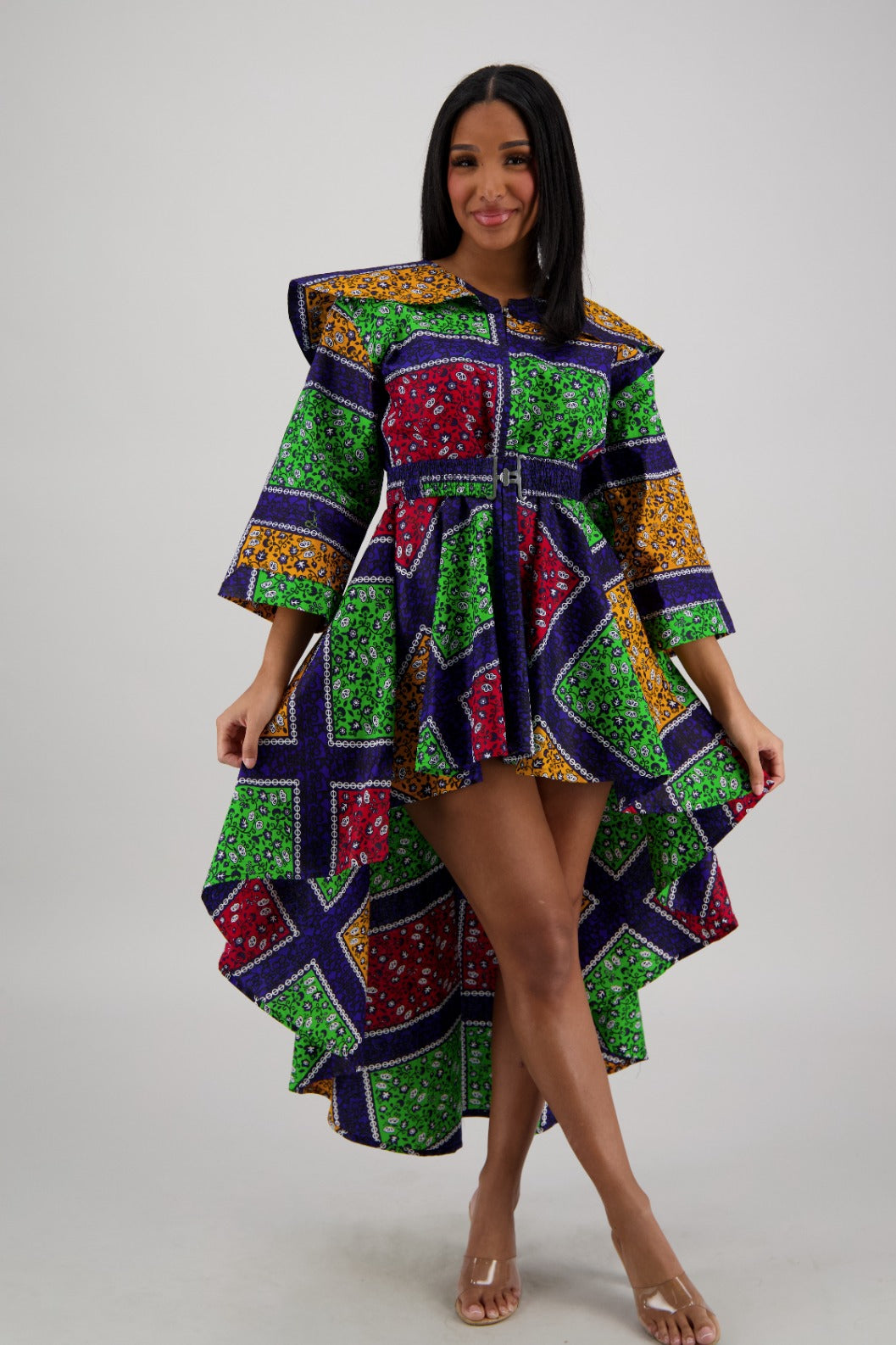 Vibrant Patchwork Hi-Lo Dress AD-25012-270