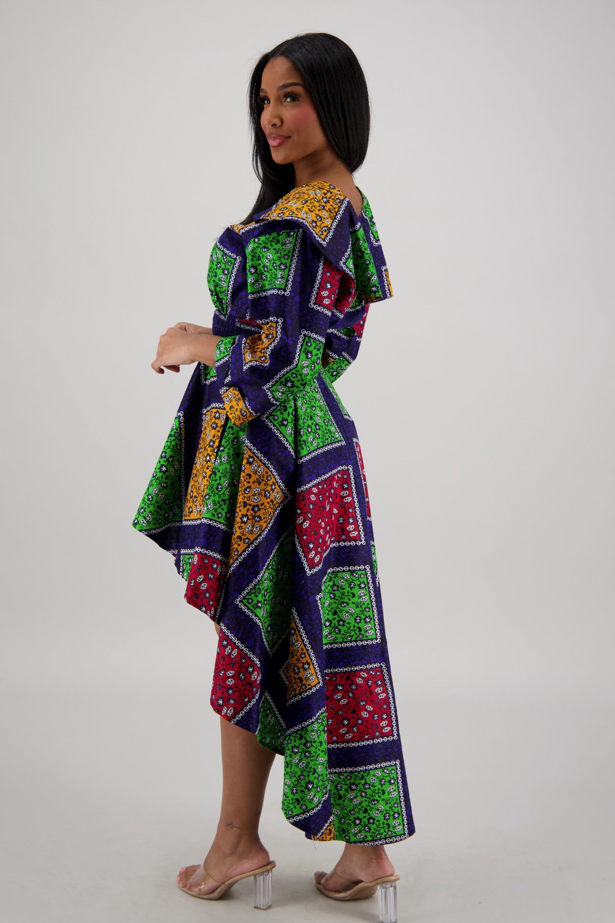 Vibrant Patchwork Hi-Lo Dress AD-25012-270