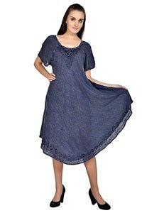 Acid Wash Cap Sleeve Umbrella Dress 19312 - Advance Apparels Inc