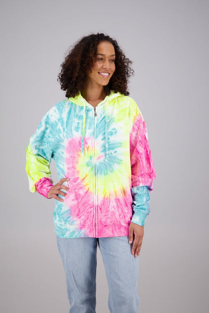 Adult's Tie-Dye Zip-Up Hoodie (2-XL) Cotton/Polyester Blend 9653 - Advance Apparels Inc