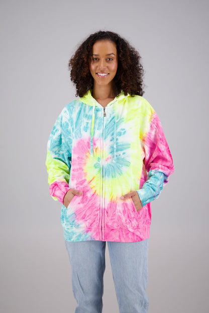 Adult's Tie-Dye Zip-Up Hoodie (2-XL) Cotton/Polyester Blend 9653 - Advance Apparels Inc