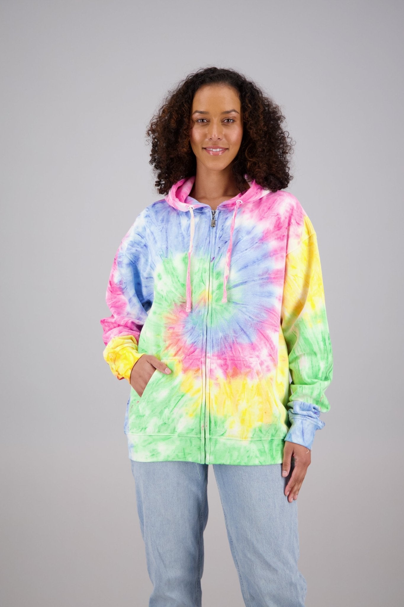 Adult s Tie Dye Zip Up Hoodie 2 XL Cotton Polyester Blend 9660