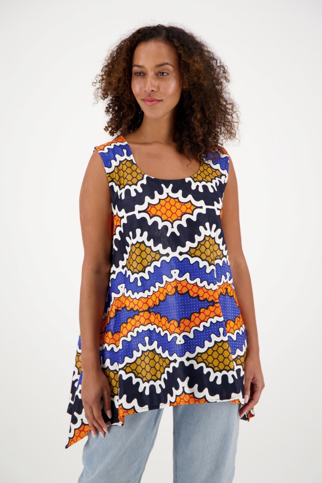 African Print A-Line Sleeveless Blouse 2164 Print 406 - Advance Apparels Inc