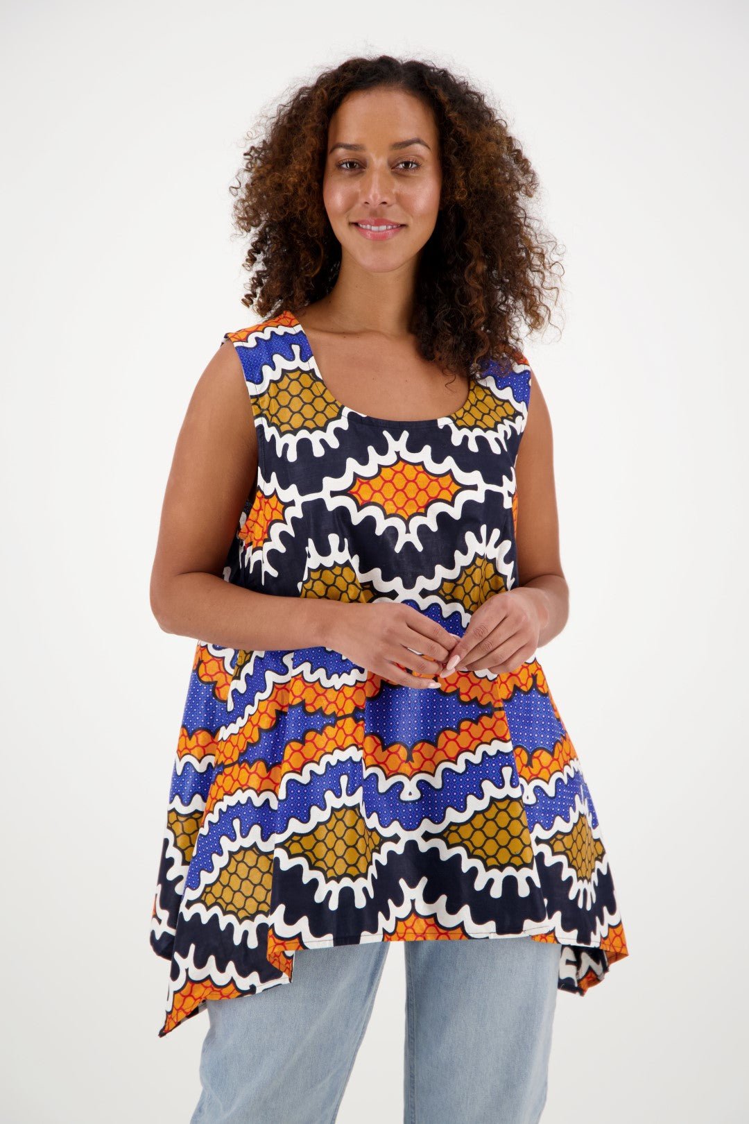 African Print A-Line Sleeveless Blouse 2164 Print 406 - Advance Apparels Inc