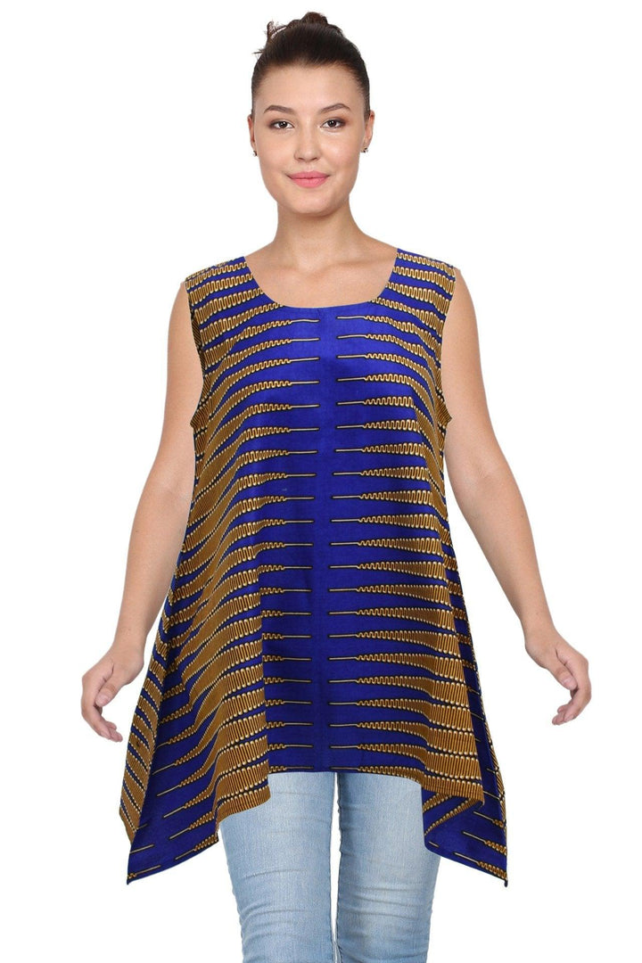 African Print A-Line Sleeveless Blouse 2164 - Advance Apparels Inc