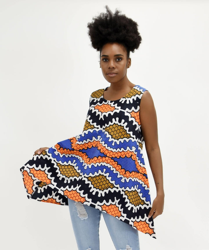 African Print A-Line Sleeveless Blouse 2164 - Advance Apparels Inc